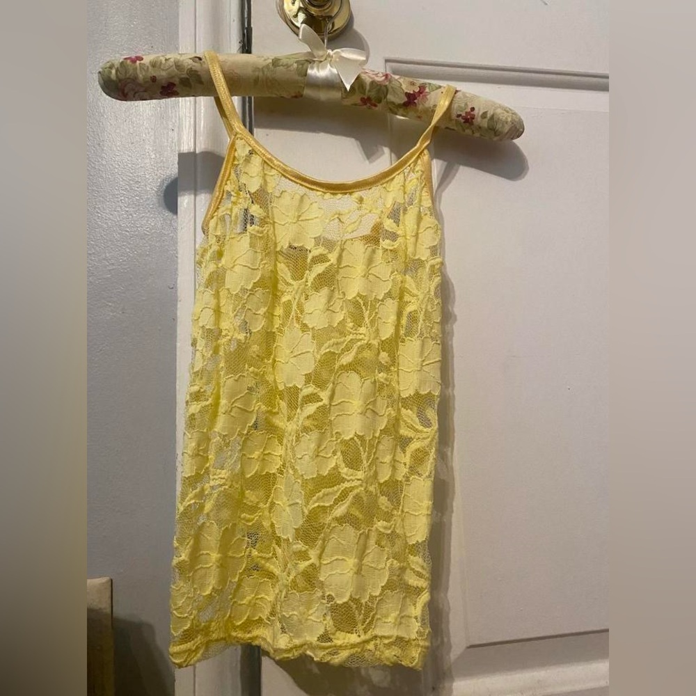 Yellow Lace Floral Tank Top
